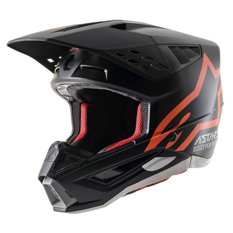Casca motocross Alpinestars S-M5 Compass negru-portocaliu fluo