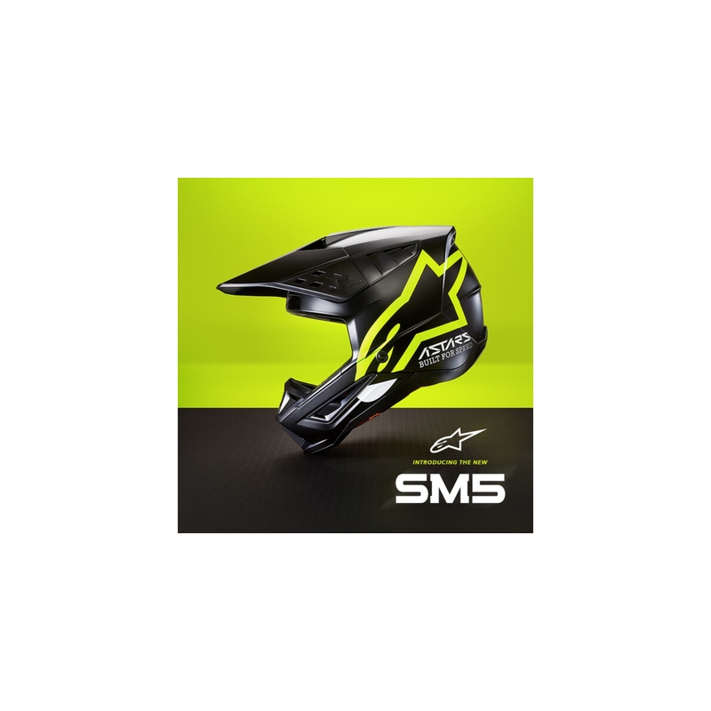 Casca motocross Alpinestars S-M5 Compass negru-galben fluo