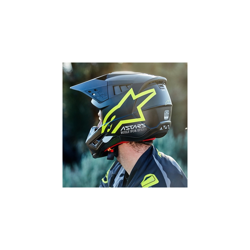 Casca motocross Alpinestars S-M5 Compass negru-galben fluo