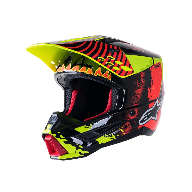 Casca motocross Alpinestars S-M5 Solar Flare galben fluo-rosu fluo-negru