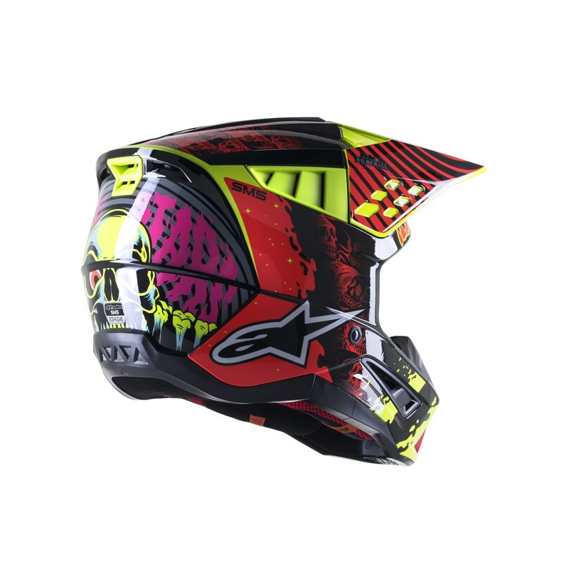 Casca motocross Alpinestars S-M5 Solar Flare galben fluo-rosu fluo-negru