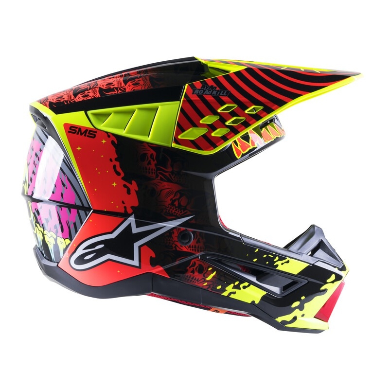 Casca motocross Alpinestars S-M5 Solar Flare galben fluo-rosu fluo-negru