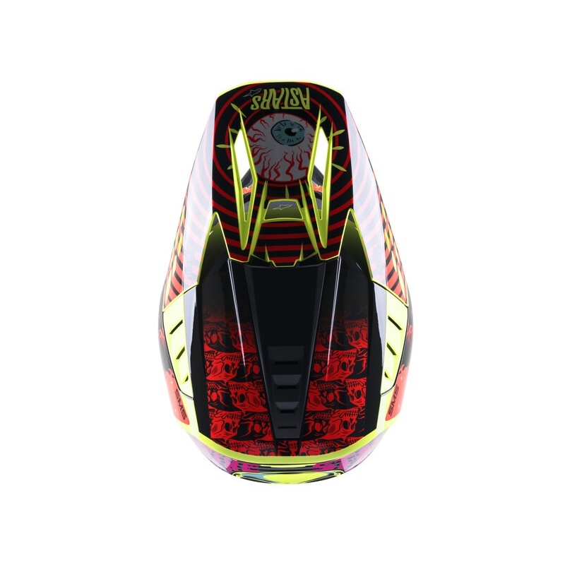 Casca motocross Alpinestars S-M5 Solar Flare galben fluo-rosu fluo-negru