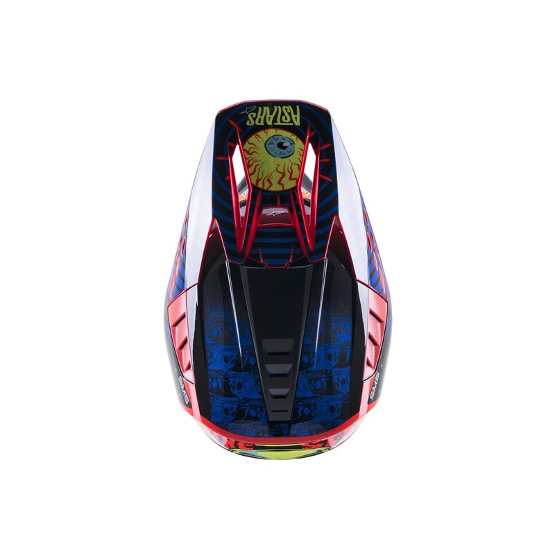 Cască de motocross Alpinestars S-M5 Solar Flare Negru-Albastru-Roșu Fluo-Galben Fluo lichidare