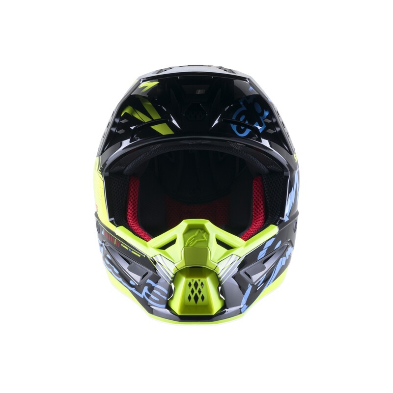 Casca motocross Alpinestars S-M5 Action galben fluo-negru-albastru-rosu inchis