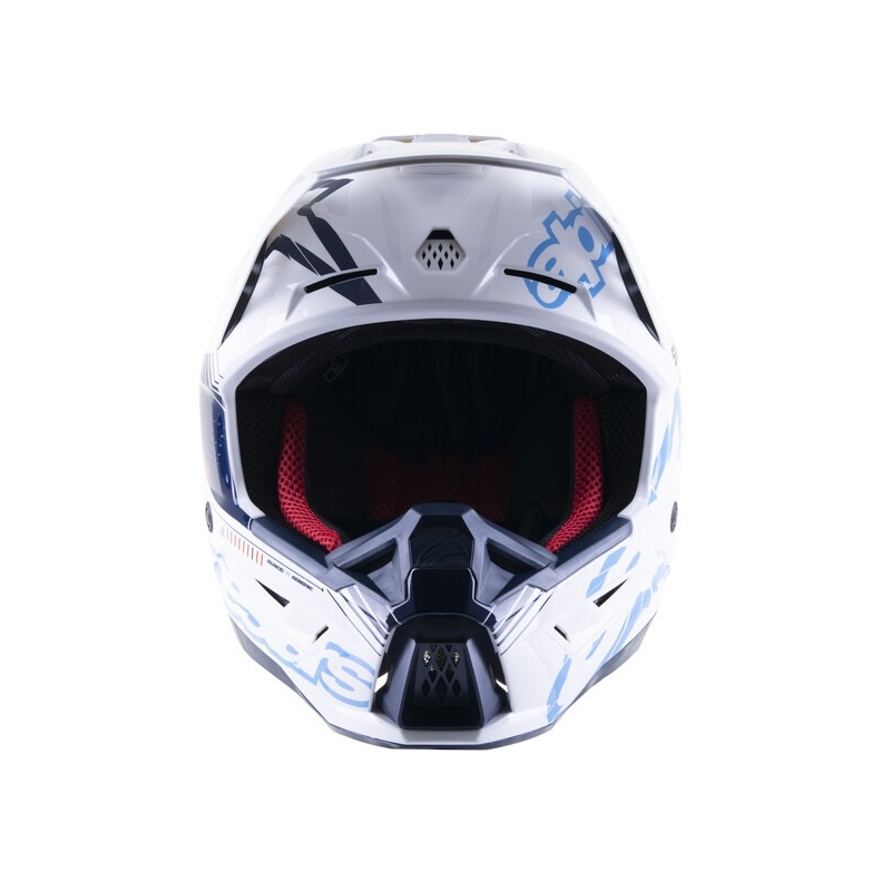 Casca motocross Alpinestars S-M5 Action alb-albastru-negru-rosu inchis