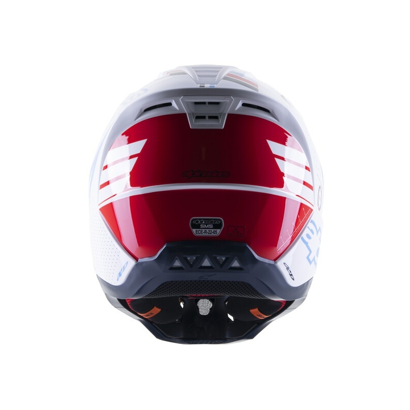 Casca motocross Alpinestars S-M5 Action alb-albastru-negru-rosu inchis