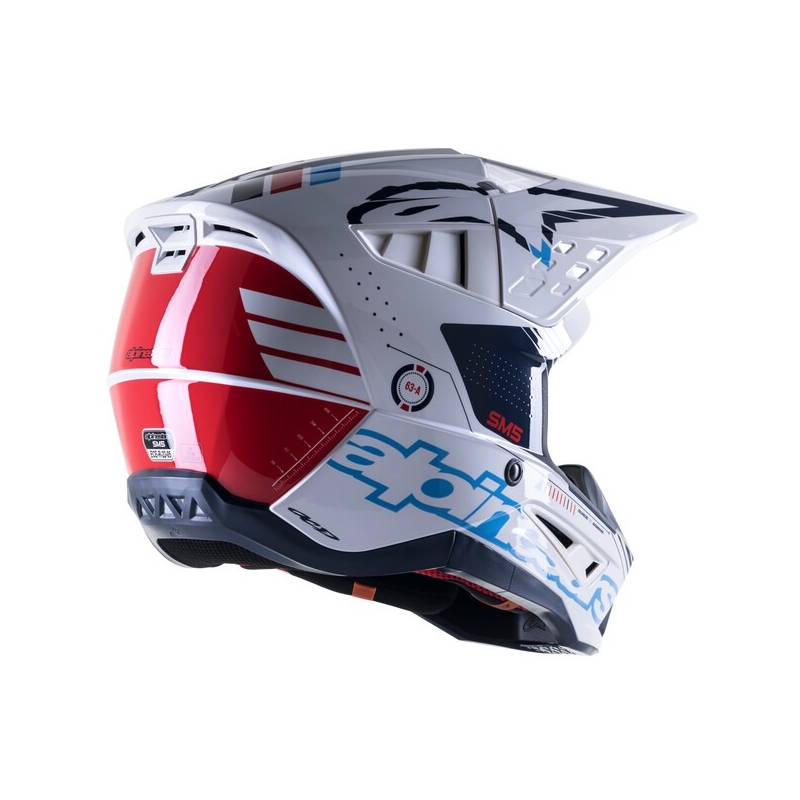 Casca motocross Alpinestars S-M5 Action alb-albastru-negru-rosu inchis