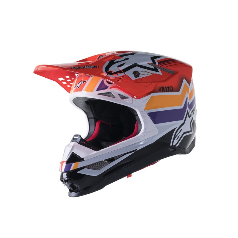Casca Motocross Alpinestars Supertech S-M10 Troy Lee Designs Edition Portocaliu-Galben-Mov-Alb Negru