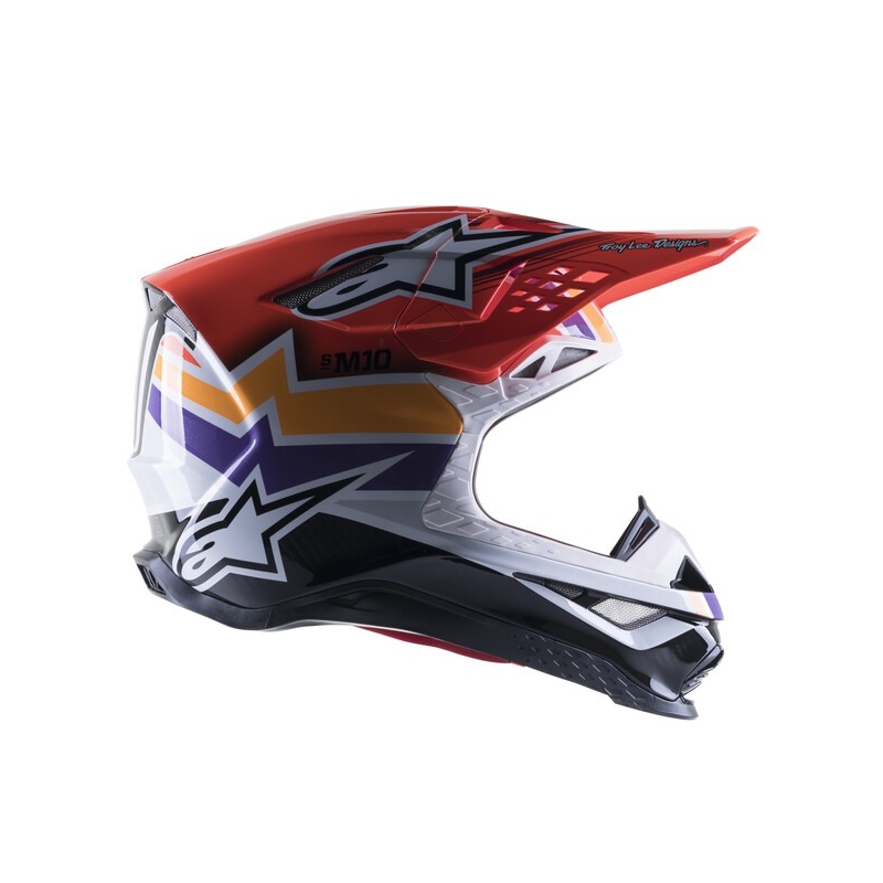 Casca Motocross Alpinestars Supertech S-M10 Troy Lee Designs Edition Portocaliu-Galben-Mov-Alb Negru
