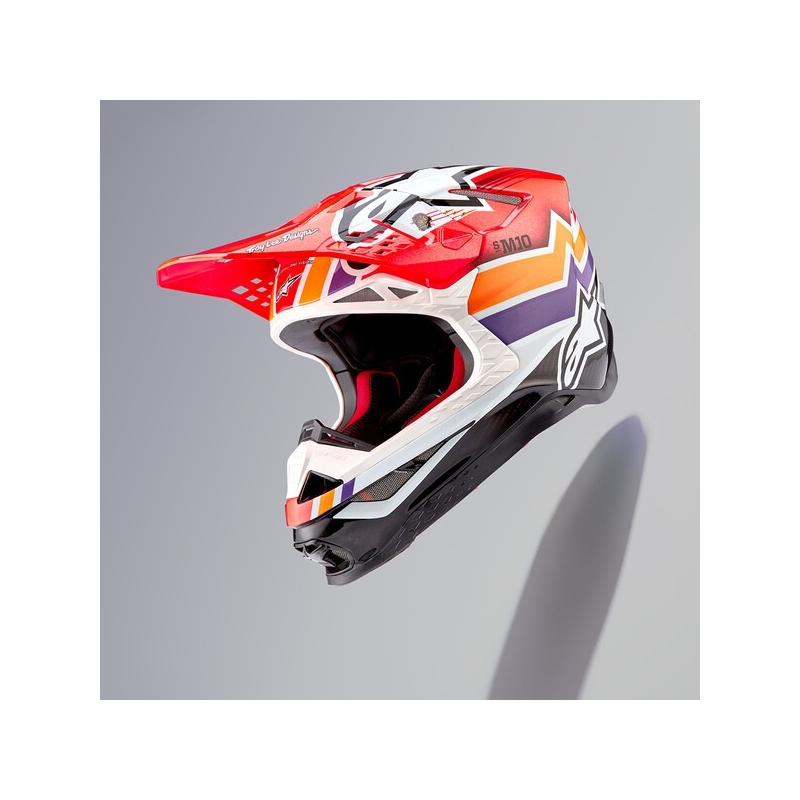 Casca Motocross Alpinestars Supertech S-M10 Troy Lee Designs Edition Portocaliu-Galben-Mov-Alb Negru