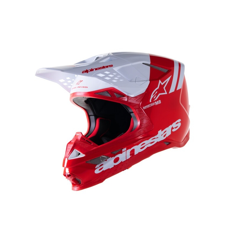 Casca motocross Alpinestars Supertech S-M8 Radium 2 rosu-alb