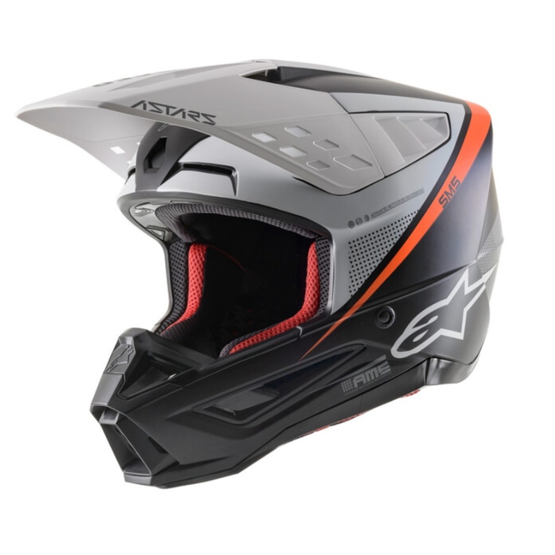 Casca motocross Alpinestars S-M5 Rayon negru-alb-portocaliu fluo mat