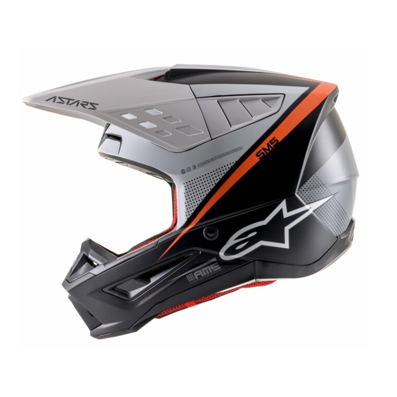 Casca motocross Alpinestars S-M5 Rayon negru-alb-portocaliu fluo mat