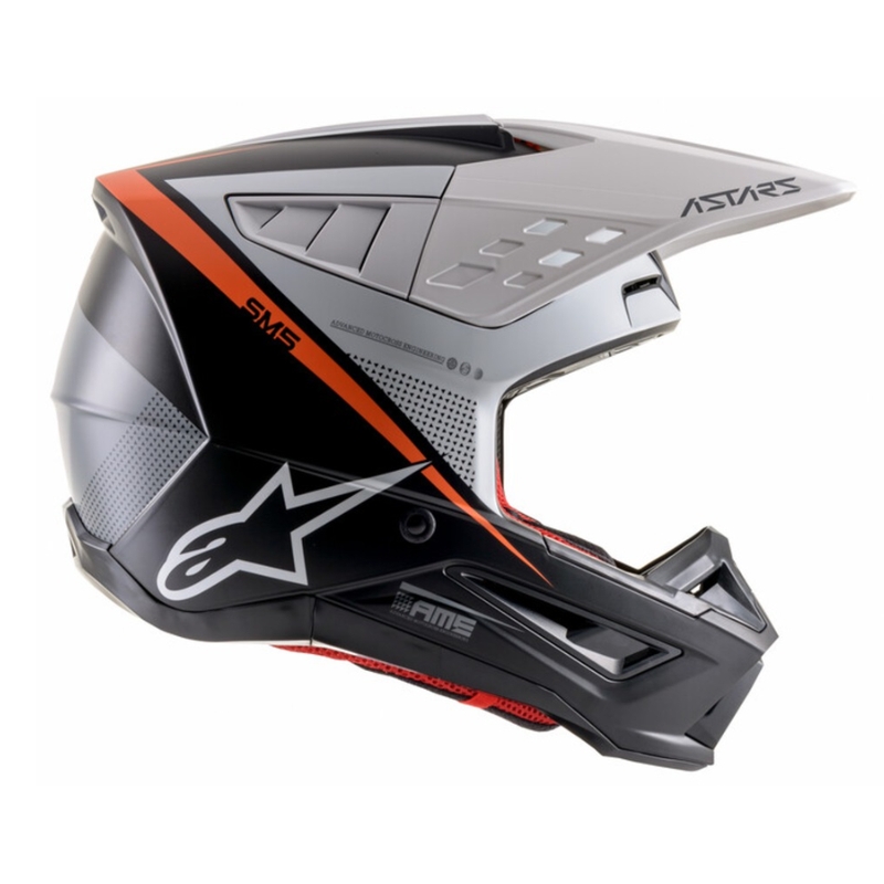 Casca motocross Alpinestars S-M5 Rayon negru-alb-portocaliu fluo mat