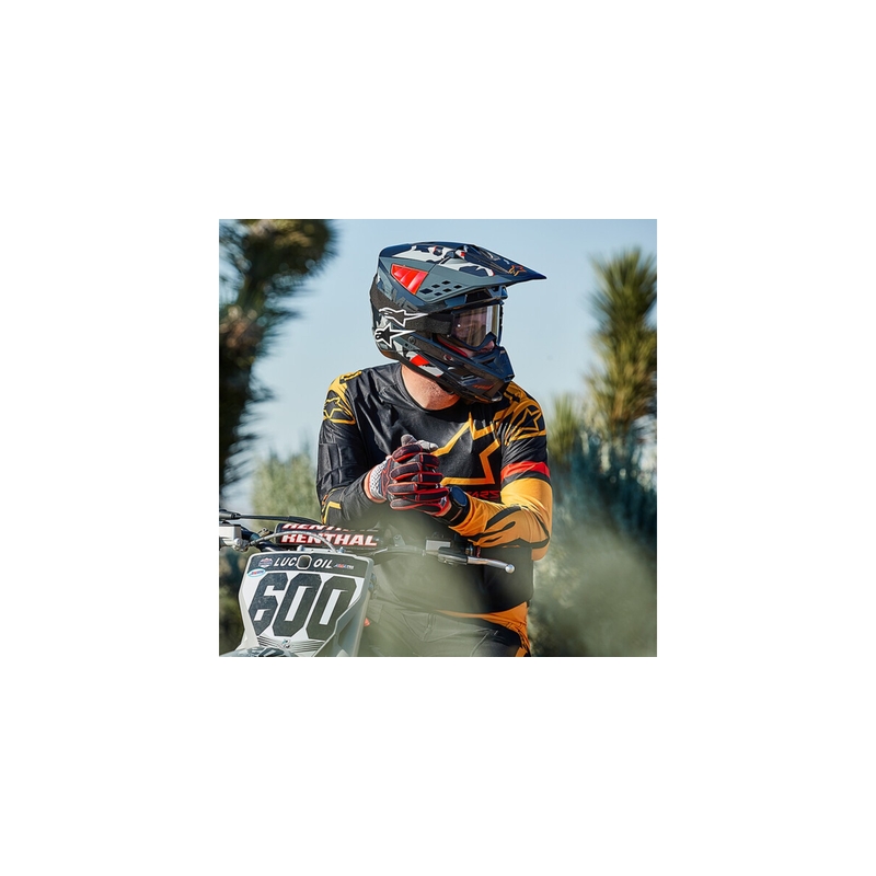 Casca motocross Alpinestars S-M5 Rover antracit-rosu fluo-gri camuflaj