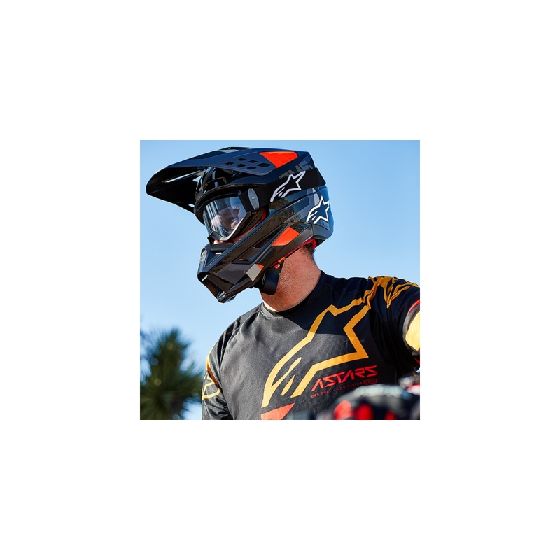 Casca motocross Alpinestars S-M5 Rover antracit-rosu fluo-gri camuflaj