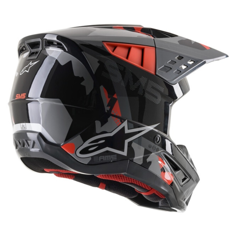 Casca motocross Alpinestars S-M5 Rover antracit-rosu fluo-gri camuflaj
