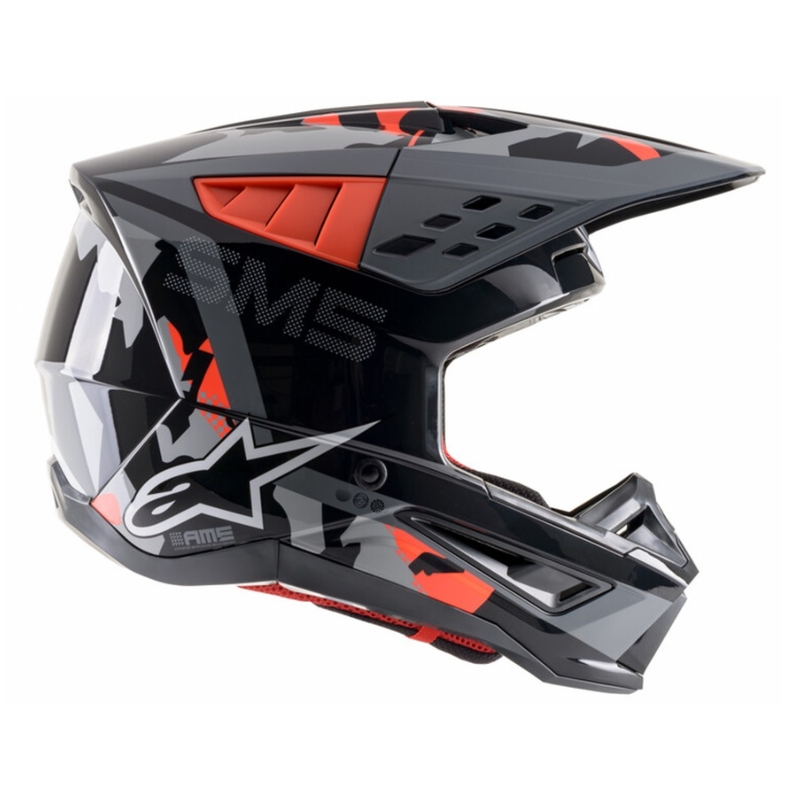 Casca motocross Alpinestars S-M5 Rover antracit-rosu fluo-gri camuflaj