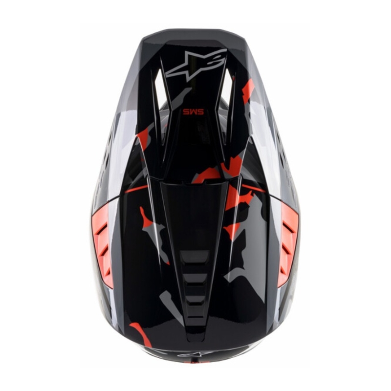 Casca motocross Alpinestars S-M5 Rover antracit-rosu fluo-gri camuflaj