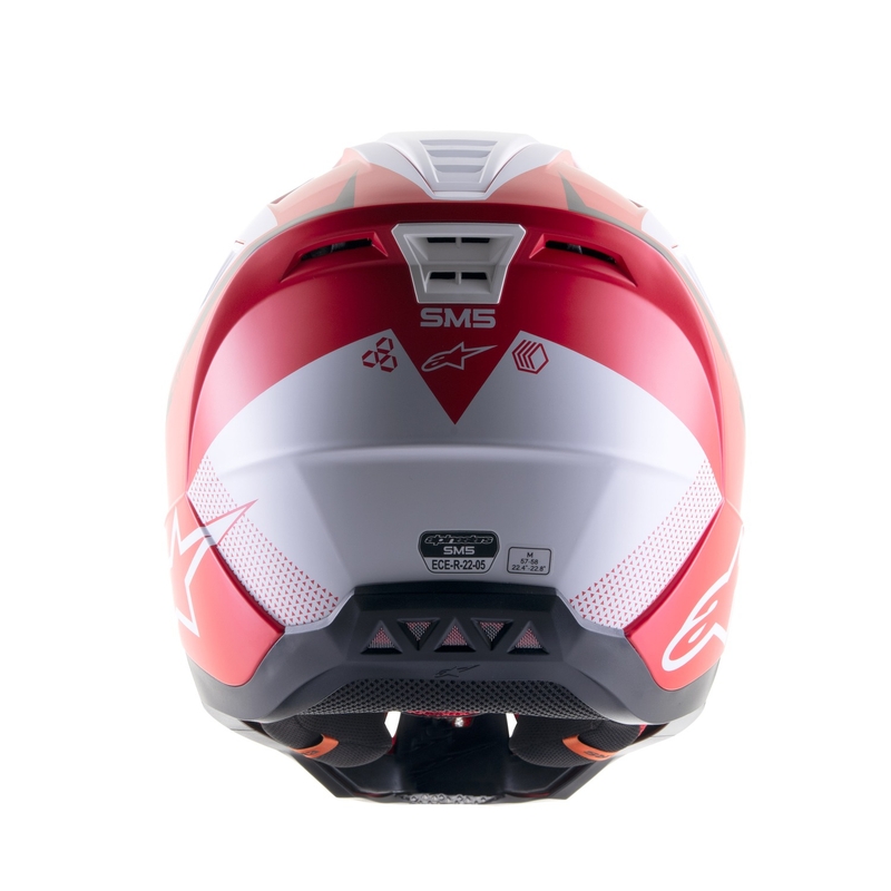 Casca motocross Alpinestars S-M5 Rayon rosu-alb-negru mat