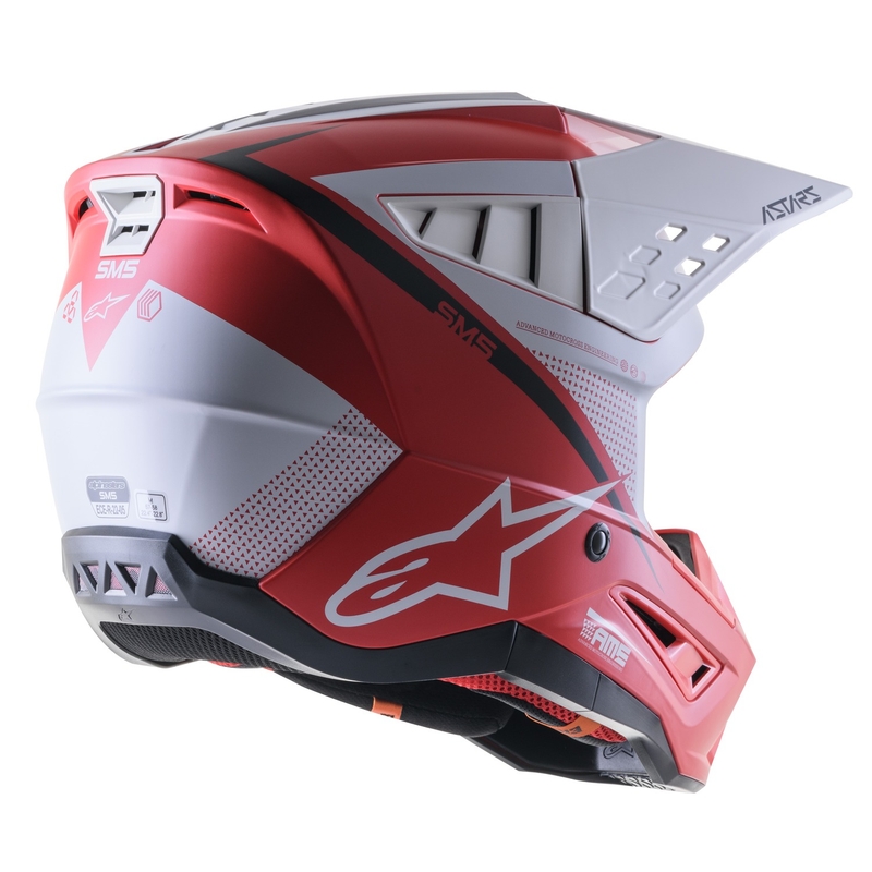 Casca motocross Alpinestars S-M5 Rayon rosu-alb-negru mat