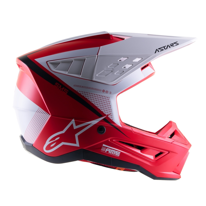 Casca motocross Alpinestars S-M5 Rayon rosu-alb-negru mat
