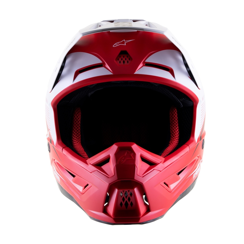Casca motocross Alpinestars S-M5 Rayon rosu-alb-negru mat