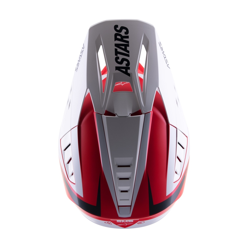 Casca motocross Alpinestars S-M5 Rayon rosu-alb-negru mat