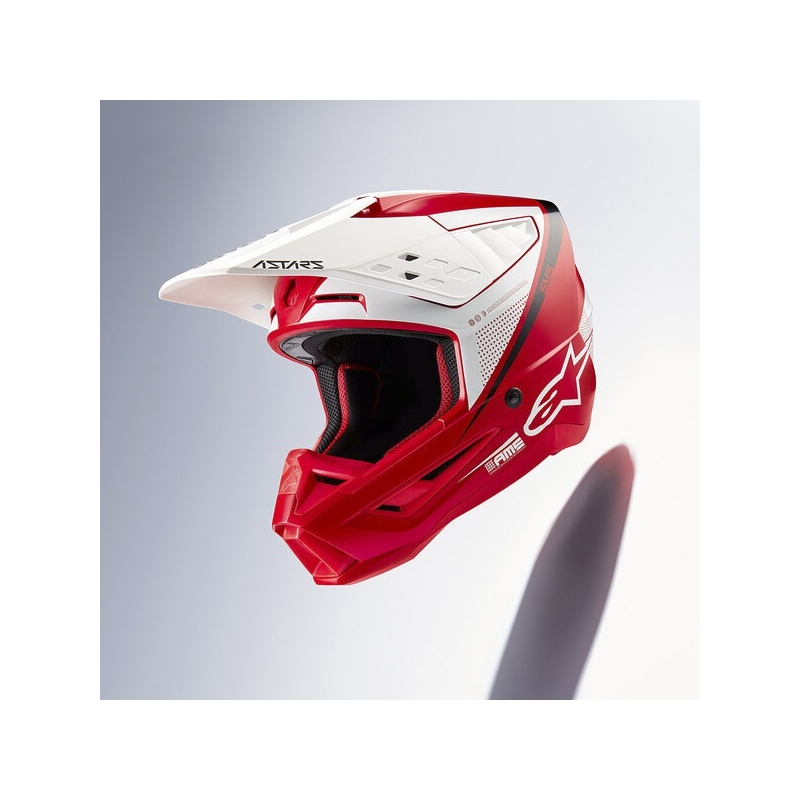 Casca motocross Alpinestars S-M5 Rayon rosu-alb-negru mat