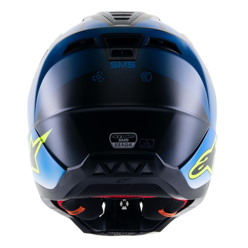 Casca motocross Alpinestars S-M5 Rayon albastru-galben fluo-alb-negru mat