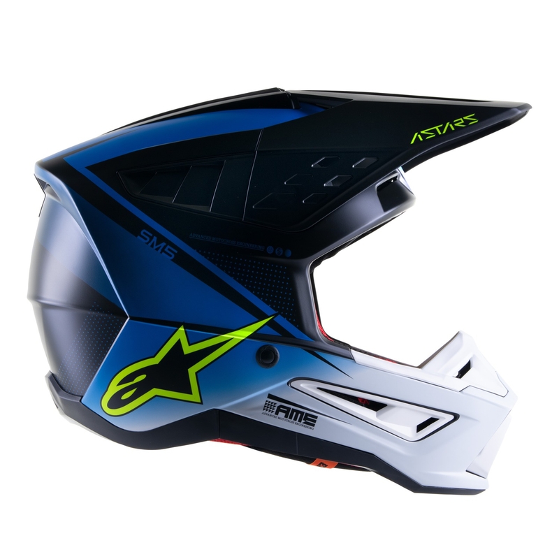 Casca motocross Alpinestars S-M5 Rayon albastru-galben fluo-alb-negru mat