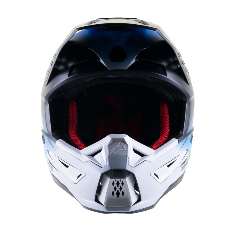 Casca motocross Alpinestars S-M5 Rayon albastru-galben fluo-alb-negru mat