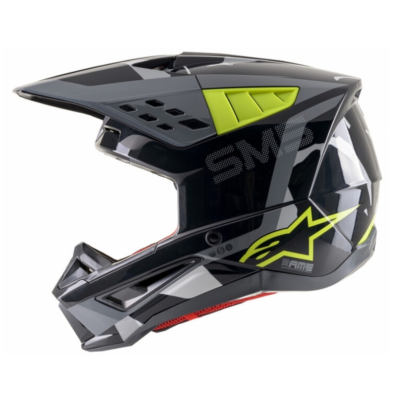 Casca motocross Alpinestars S-M5 Rover antracit-galben fluo-gri camuflaj
