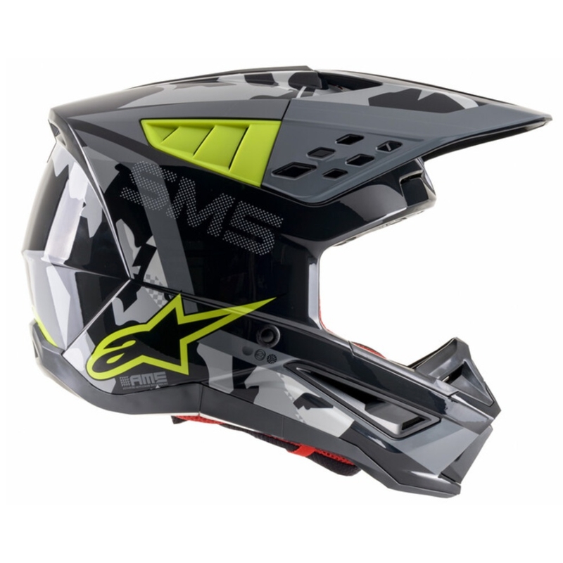 Casca motocross Alpinestars S-M5 Rover antracit-galben fluo-gri camuflaj