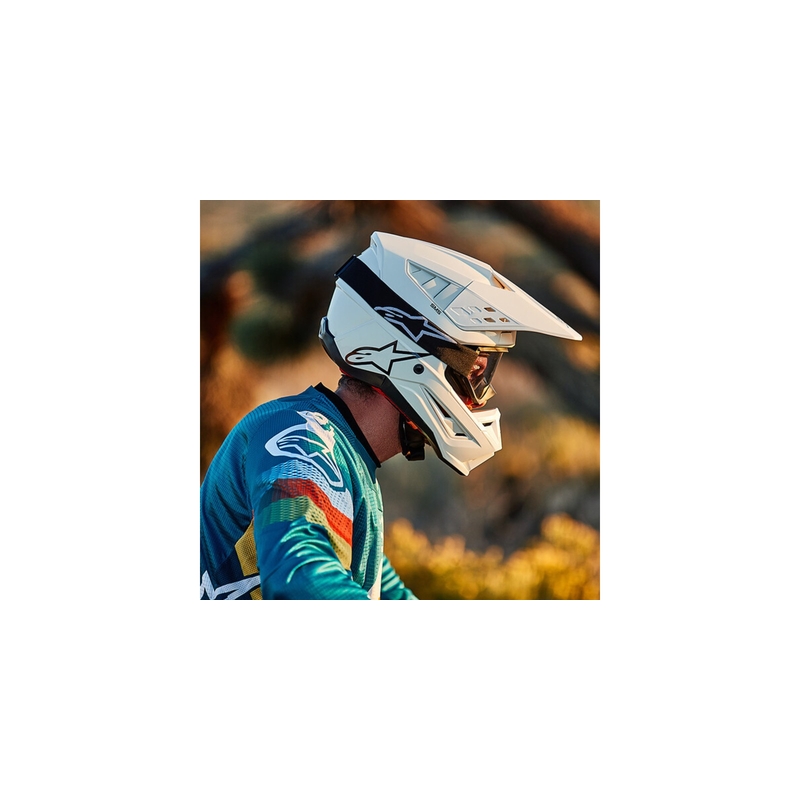 Casca de motocross Alpinestars S-M5 Solid alb lucios