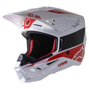 Casca de motocross Alpinestars S-M5 Bond alb-rosu lucios