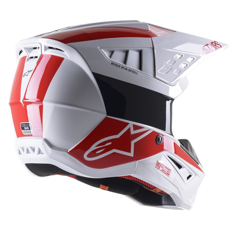 Casca de motocross Alpinestars S-M5 Bond alb-rosu lucios