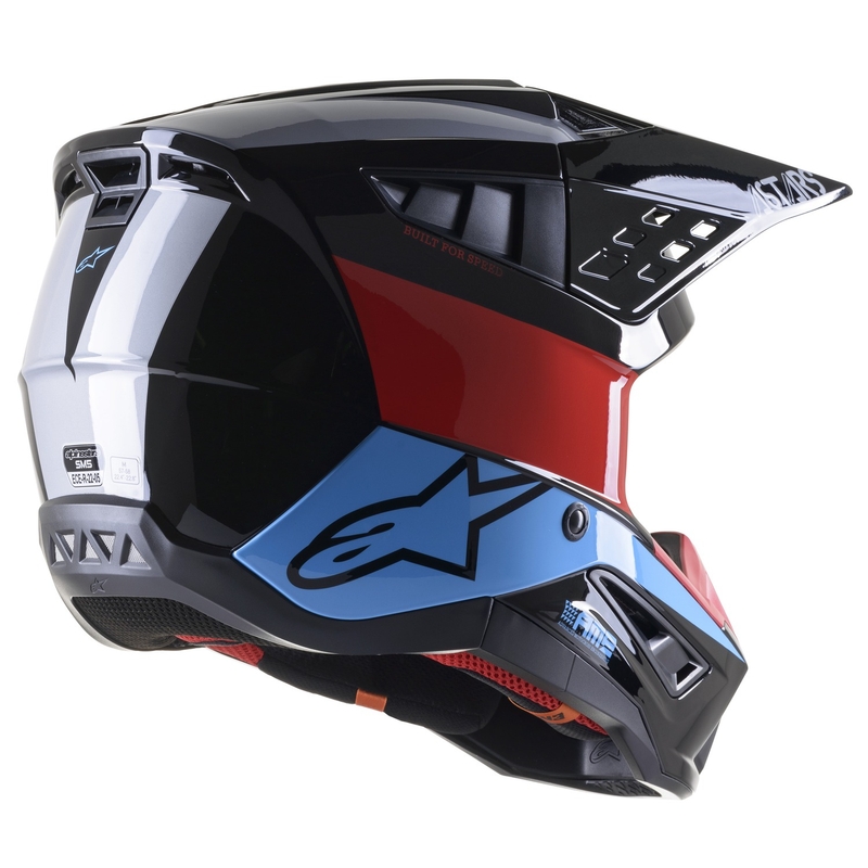 Casca motocross Alpinestars S-M5 Bond negru-rosu-cian lucios