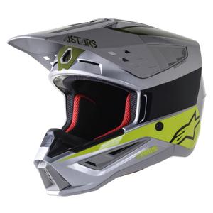 Casca Motocross Alpinestars S-M5 Bond Argintiu-Galben Fluo-Verde Luciu