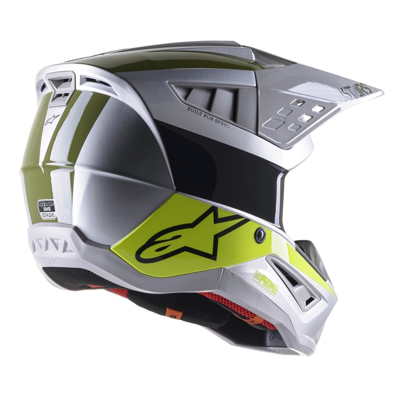Casca Motocross Alpinestars S-M5 Bond Argintiu-Galben Fluo-Verde Luciu