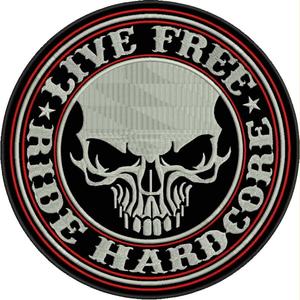 Live free - Ride hardcore patch cu detalii roșii