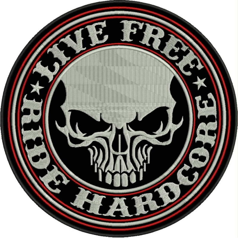 Live free - Ride hardcore patch cu detalii roșii