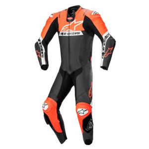 Costum moto Alpinestars Missile 2 Ward din piele negru-rosu fluo-alb