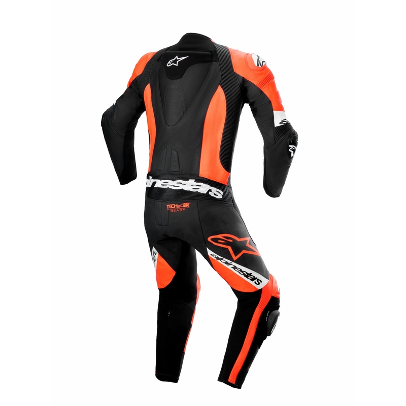 Costum moto Alpinestars Missile 2 Ward din piele negru-rosu fluo-alb