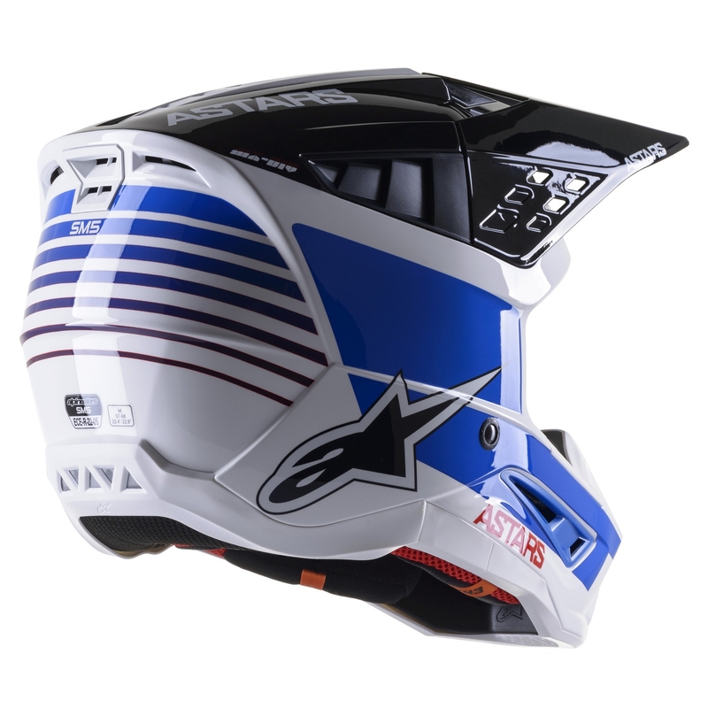 Casca de motocross Alpinestars S-M5 Speed alb-albastru inchis-rosu lucios