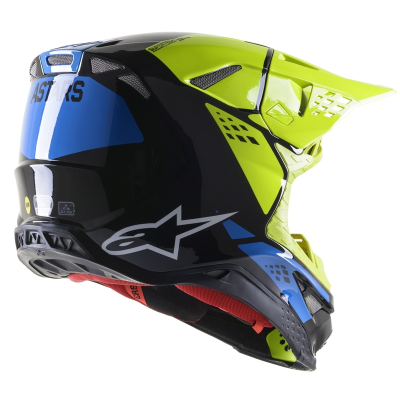 Casca motocross Alpinestars Supertech S-M8 Factory negru-galben fluor-albastru lucios