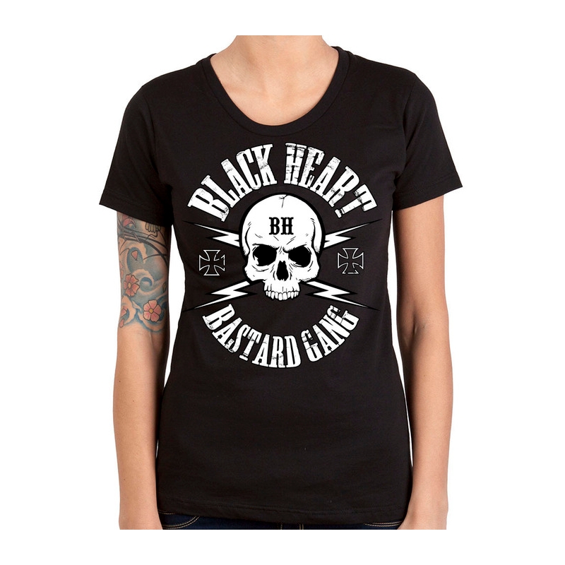 Tricou negru pentru femei Black Heart Bastard Skull T-Shirt