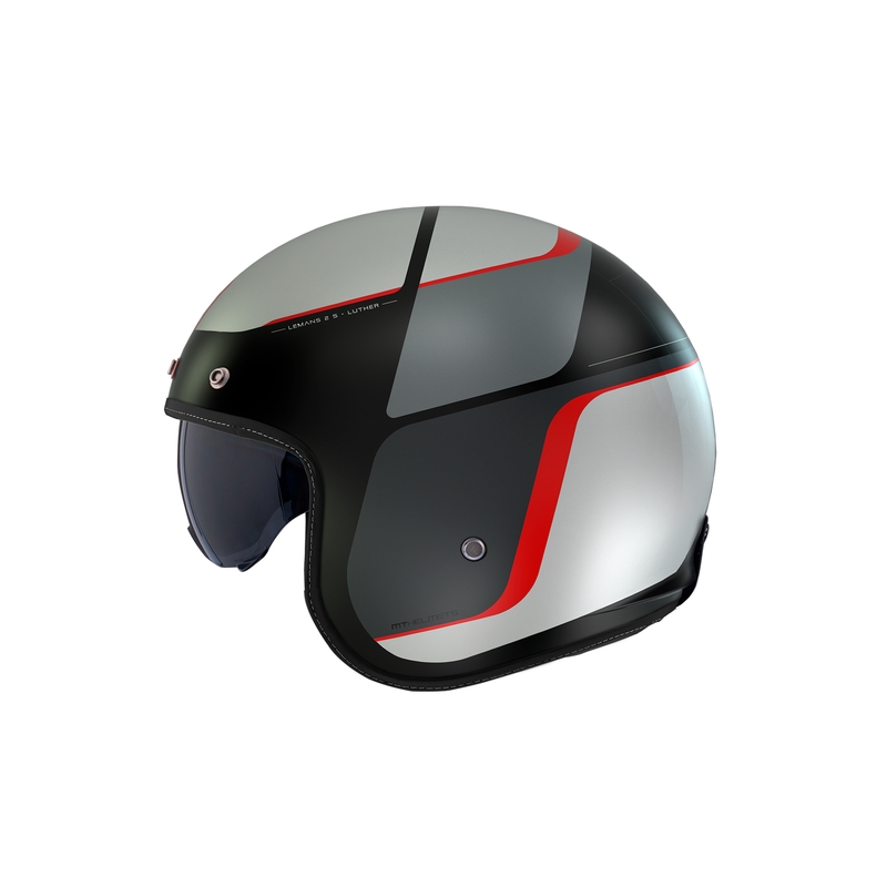 Cască de motocicletă deschisă MT Le Mans 2 SV Luther B15 negru mat-gri-alb-roșu
