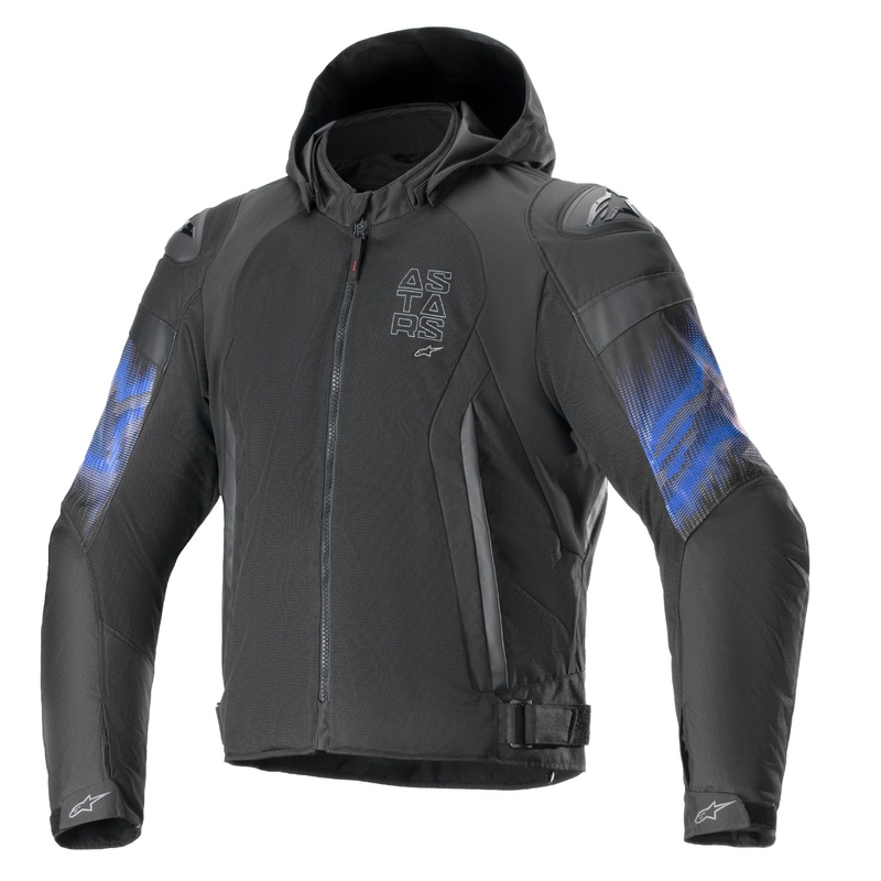 Jachetă Moto Impermeabilă Alpinestars Zaca Air Venom Negru/Albastru Fluo